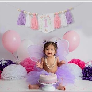 Boho 1st Birthday High Chair Decor Tassels Banner